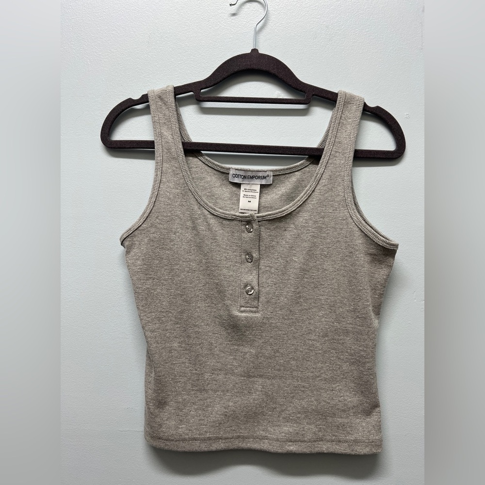 Crop grey button tank